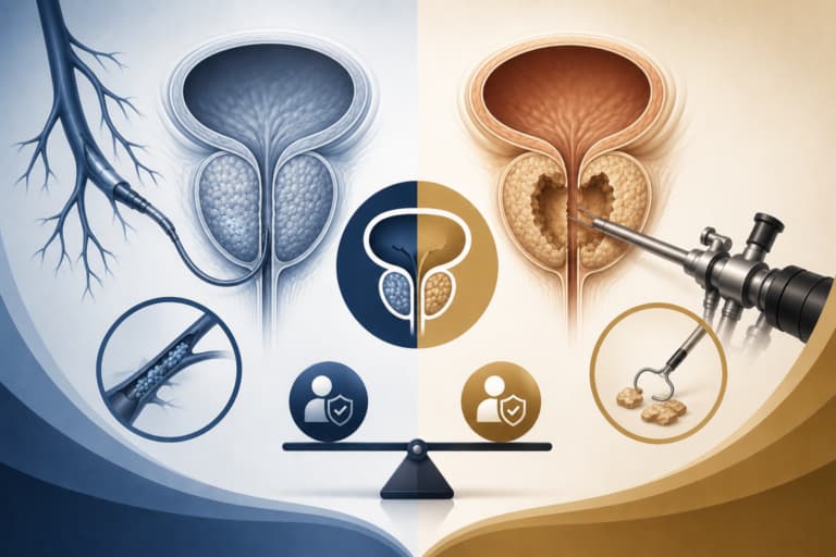 PAE مقابل TURP — أيهما أفضل لتضخم البروستاتا؟
